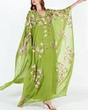 Delicate Rhinestone Embroidery Sequin Floral Appliqué Kaftan