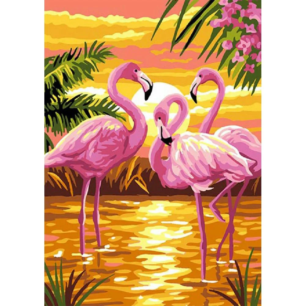Full Round/Square Diamond Painting -  Flamingo