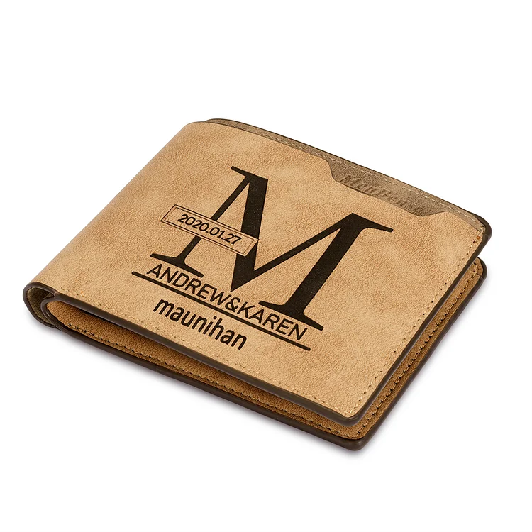 Men Custom Wallet Personalized Photo Wallet with Engrave Monogrammed Gifts for Dad