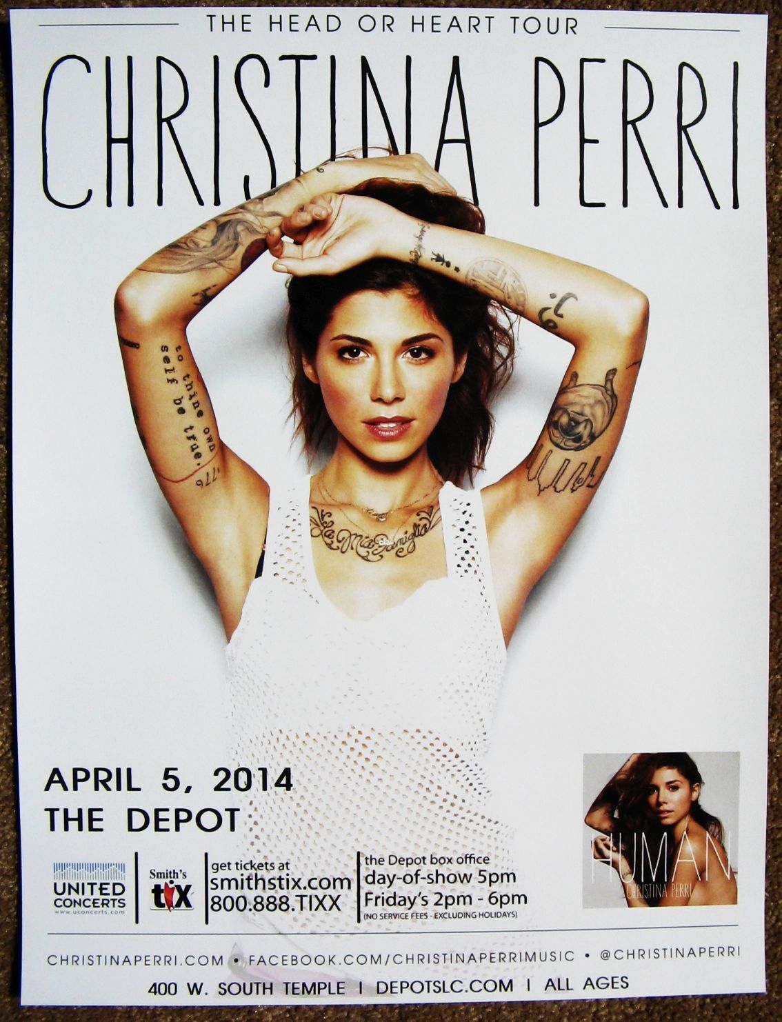 CHRISTINA PERRI 2014 Gig POSTER Concert Salt Lake City Utah