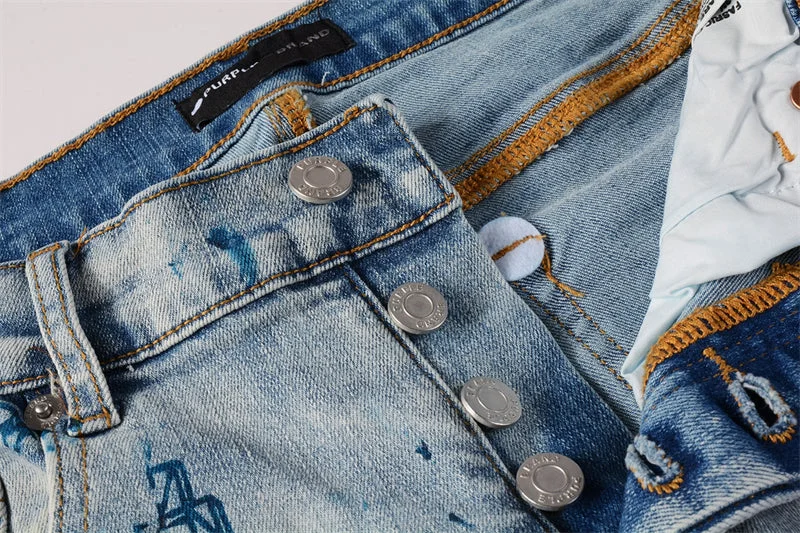 Purple Fashion Jeans 9063