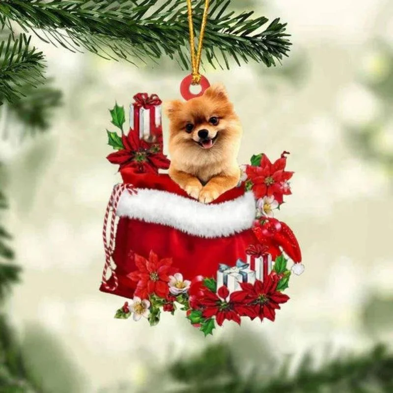 VigorDaily Pomeranian In Gift Bag Christmas Ornament GB056