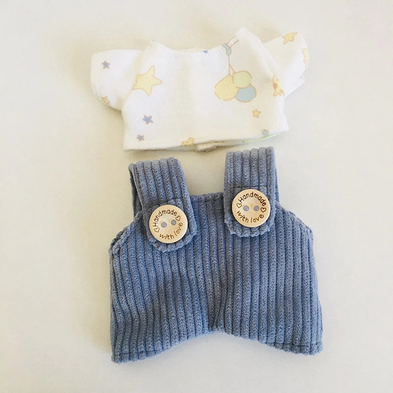 17cm Vinyl Plush Doll Clothes Pull Cloth Pendant T-shirt Button Suspender Pants Clothing Accessories Blind Box Doll Clothes