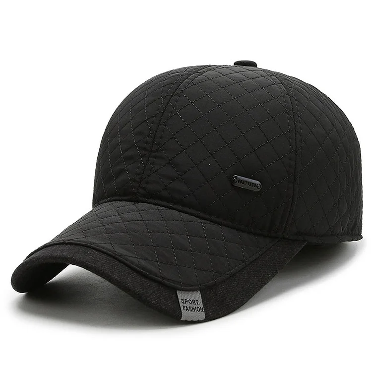 Winter Mens Hat Middle-Aged and Elderly Baseball Cap Warm Hat with Earflaps Fleece Inside Windproof