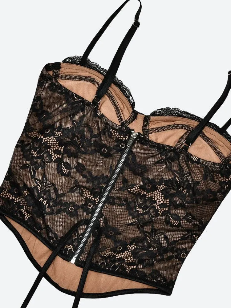 Brownm Piece Lace Corset Bolero Top