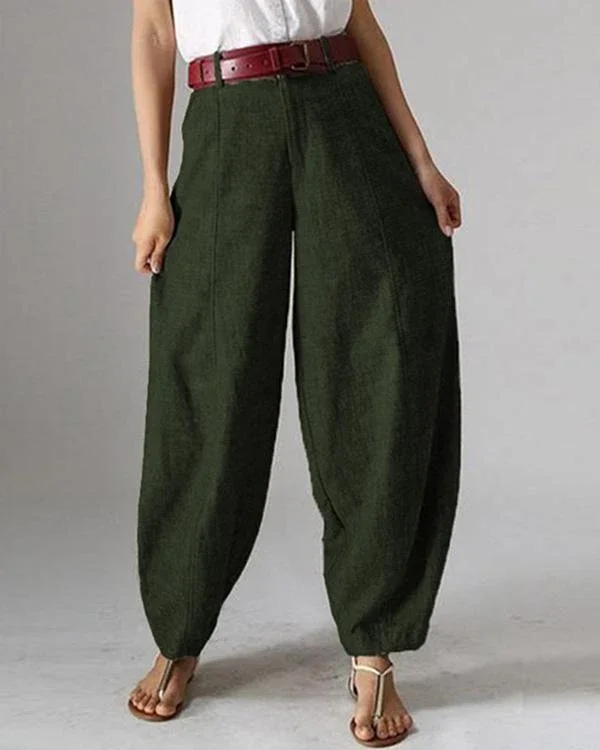 casual solid color pockets harem pants for women p258769