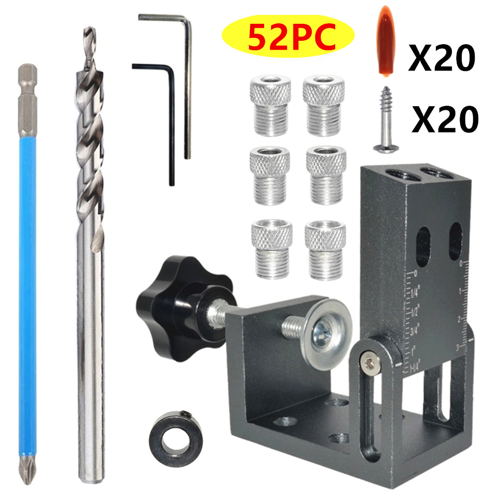 

52x 15-Degree Angle Drill Guide Oblique Pocket Hole Dowel Jig Hole Locator, 501 Original
