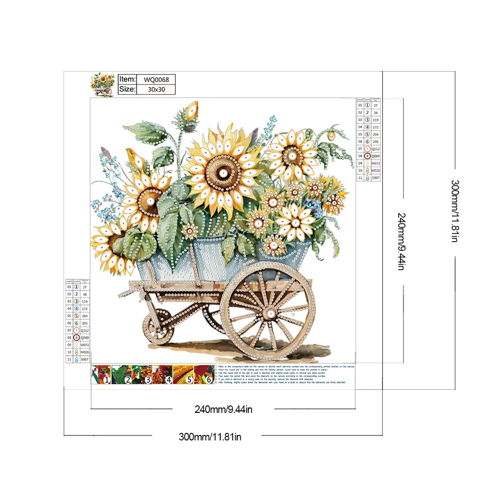 Diamond Painting - Partial Special Shaped Drill - Flower Car(Canvas|30*30cm)