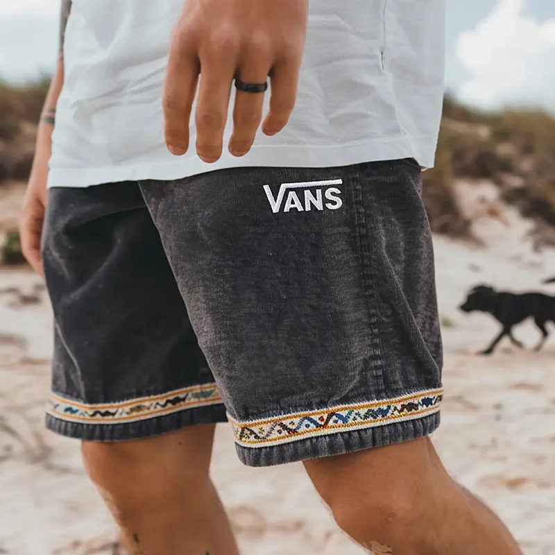 Outdoor Men's Casual Printed Corduroy Shorts
