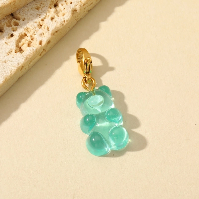 1 Piece 304 Stainless Steel Resin 14K Gold Plated Cartoon Little Bear Pendant Jewelry Accessories