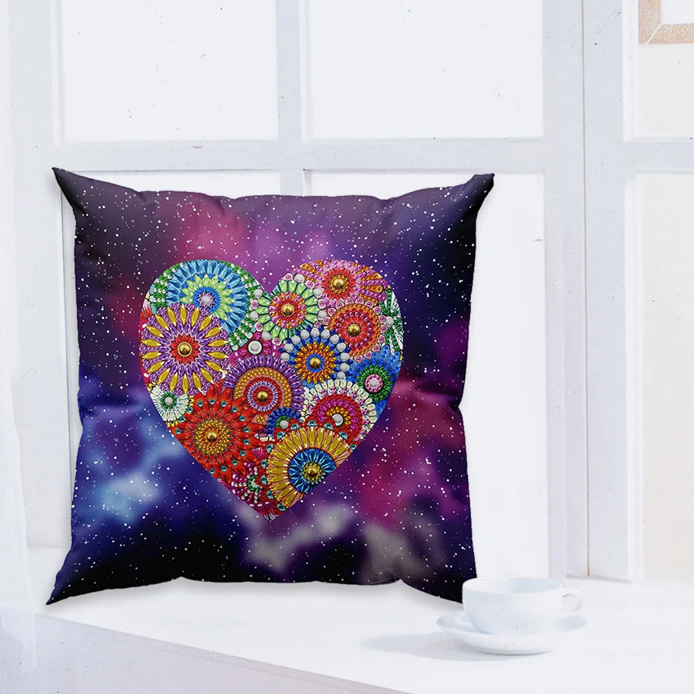 DIY Diamond Painting Pillow Case - Heart(30*30cm)(Single Side)