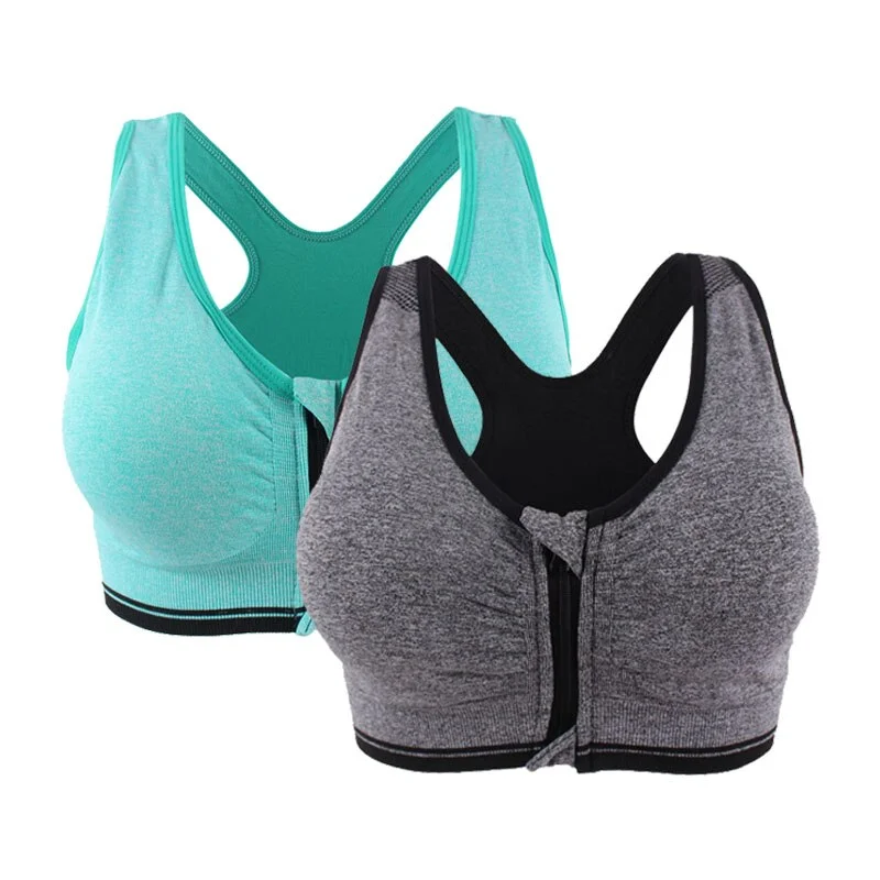 Plus Size M-3XL Zipper Push Up Sports Bra For Women Shockproof Padded Fitness Yoga Bras Athletic Gym Running Sports Tops Vest