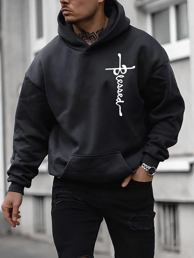 Men's Blessed Black Hooded Sweatshirt