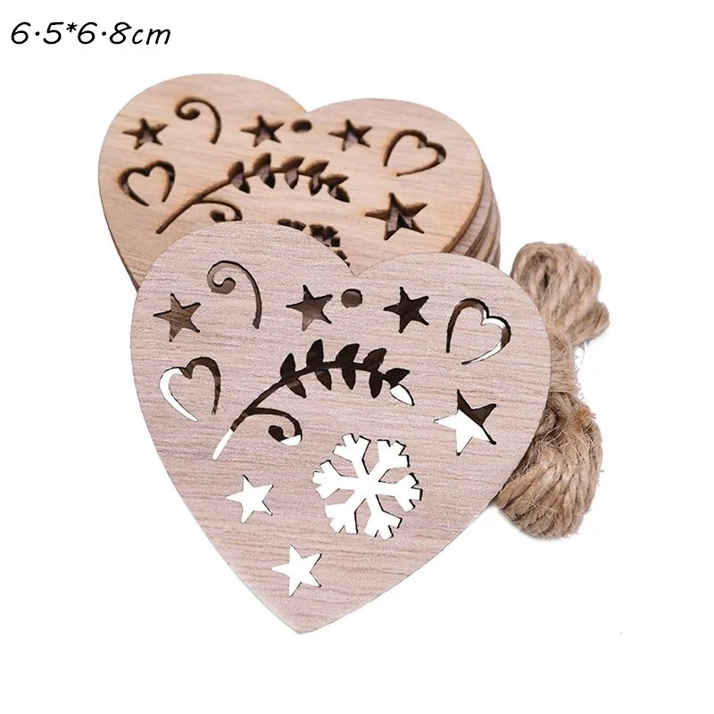 5Pcs Vintage Christmas Wooden Pendants Ornaments DIY Wood Crafts Xmas Tree Ornaments Christmas Party Decorations Kids Gift