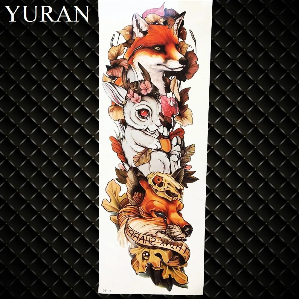 Sdrawing Knight with Lion Large Black Temporary Tattoo Stickers 48*17cm Men Women Waterproof Fake Body Tattoo Full Arm Sleeve Tatto