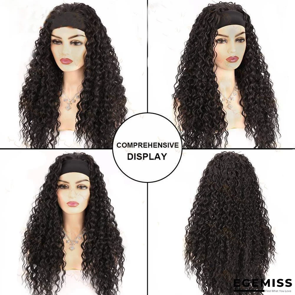 Turban Wig Ice Silk Hair Band Long Curly Hair Set | EGEMISS