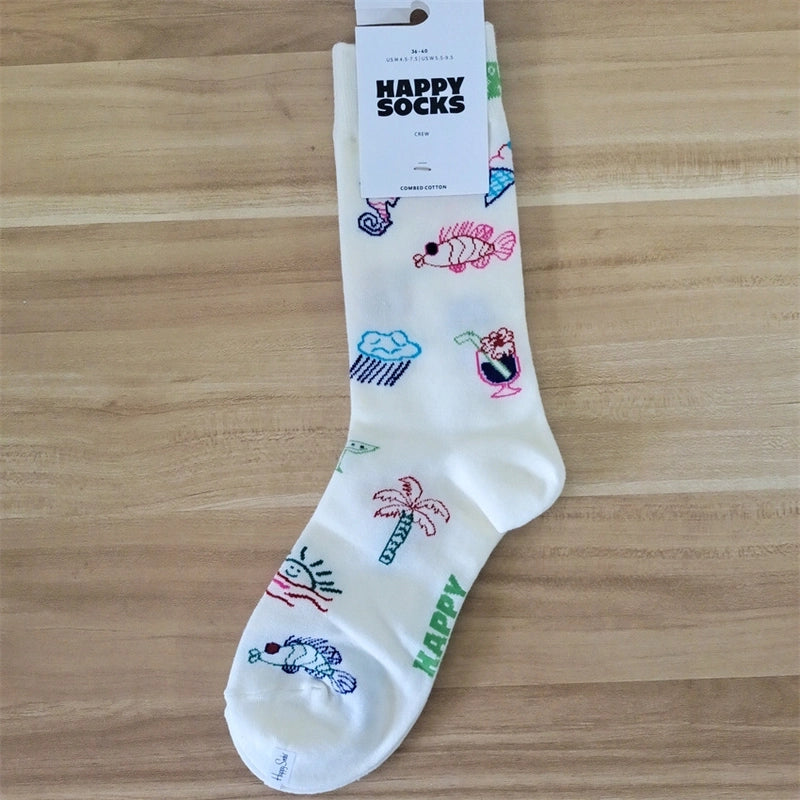 Women’s Vacation Minimalist Polka Dots Cotton Crew Socks A Pair