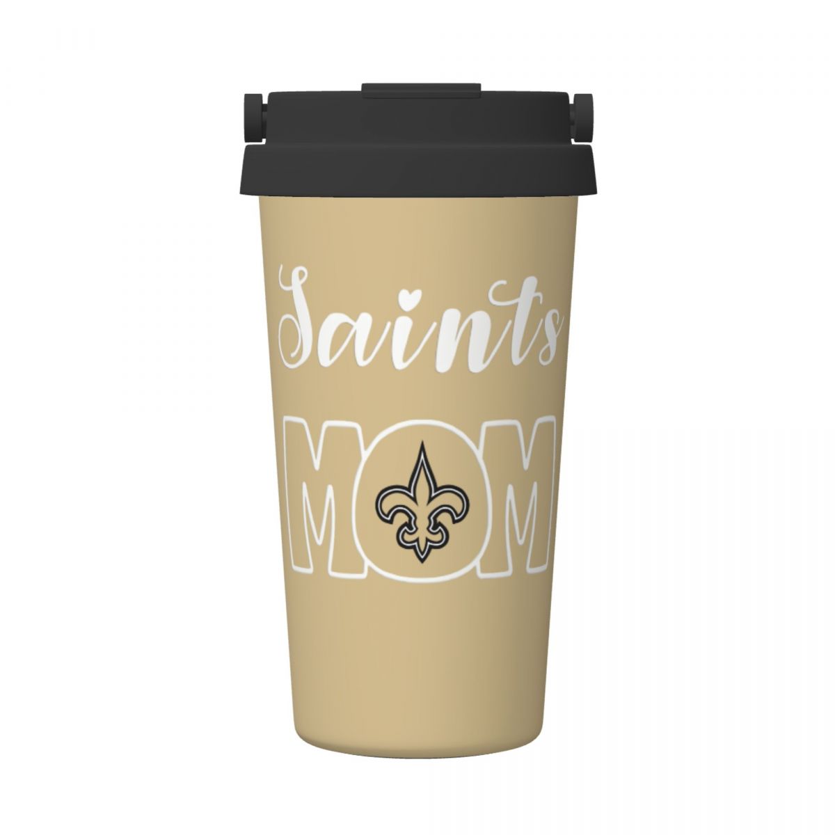 New Orleans Saints Mom 16oz Vacuum Stainless Steel Tea Tumbler with Lid and Handle