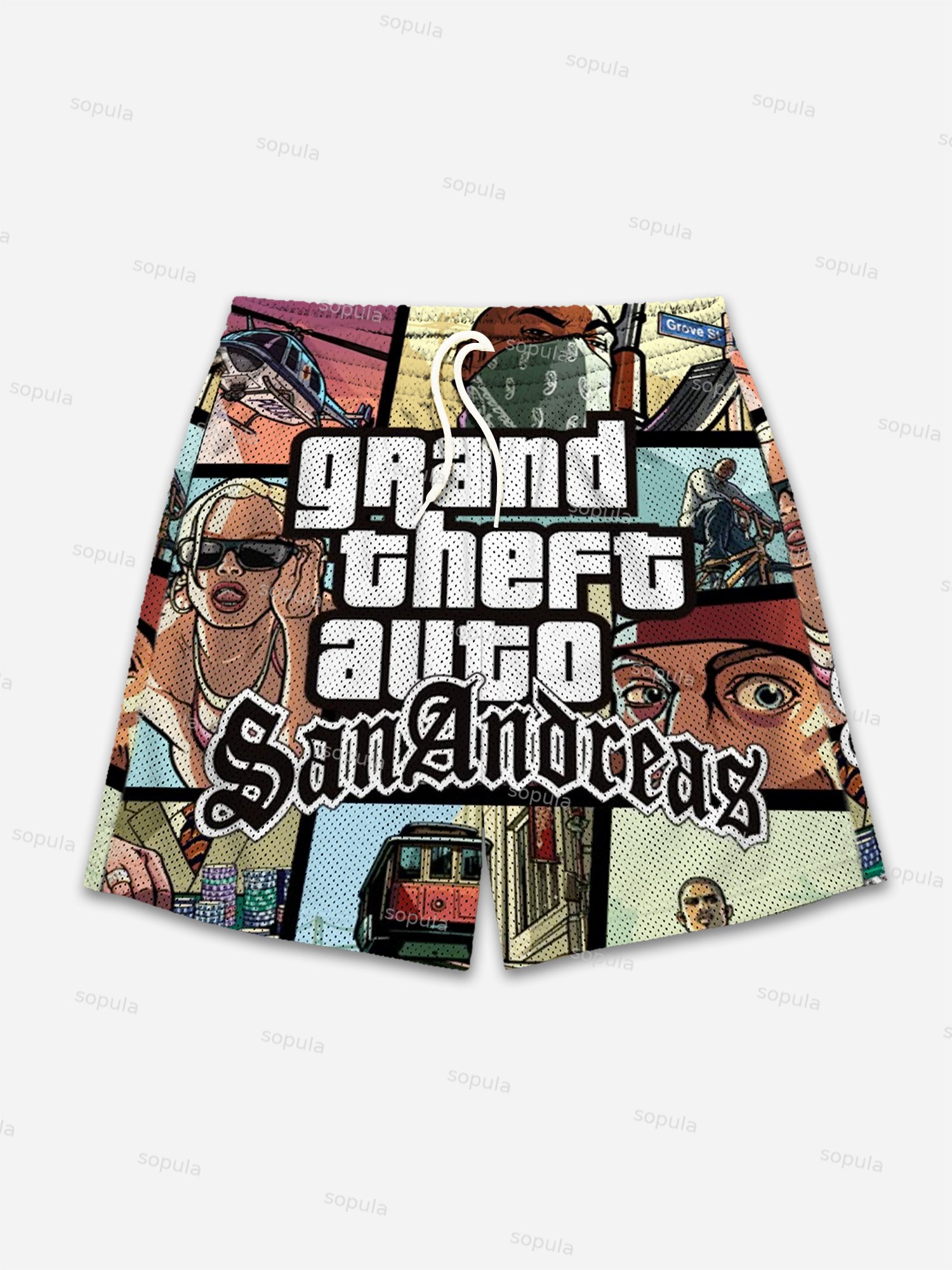 Gta San Andreas Graphic Mesh Shorts - Sopula｜Premium Graphic Tees & Graphic Clothing