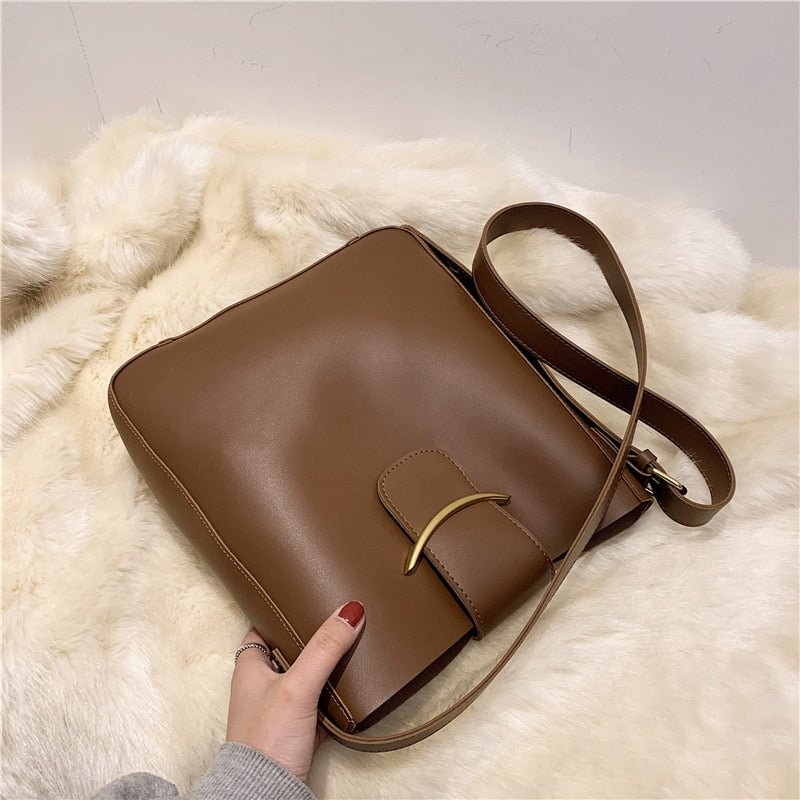 Vintage Simple PU Leather Bucket Crossbody Bags for Women 2022 Luxury Designer Lady Shoulder bags Ladies Handbags 2 Pcs/set
