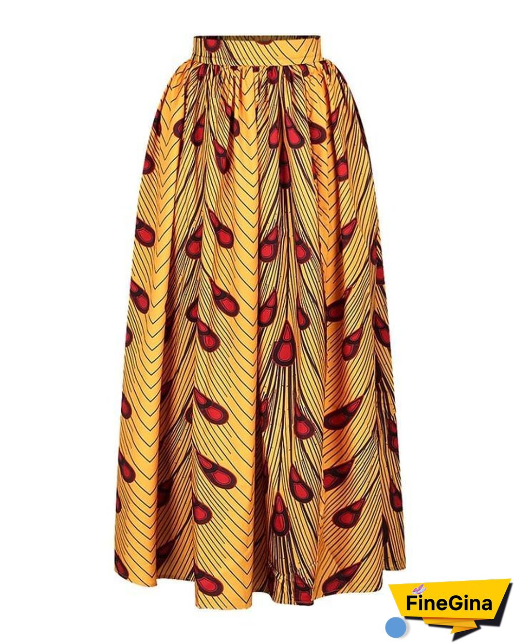 Leaf Print High Slit Maxi Skirt P13083