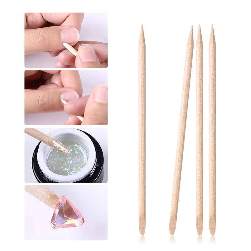 100pcs/set 50pcs/set Women Lady Double End Nail Art Wood Stick Cuticle Pusher Remover Pedicure Professional Nail Art Tool Set-Nail Inspo