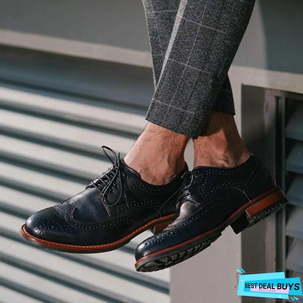 Men's Business Cow Leather Brogue Shoes