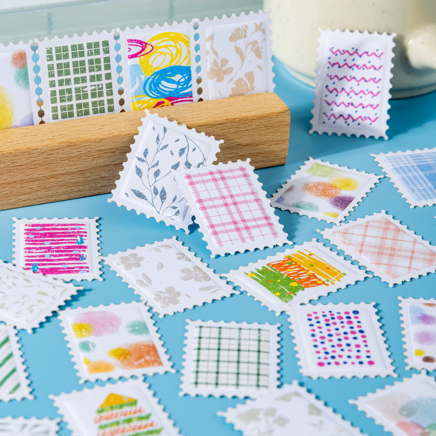 스티커 - 텍스처 세트 시리즈 다채로운 체크무늬 패턴