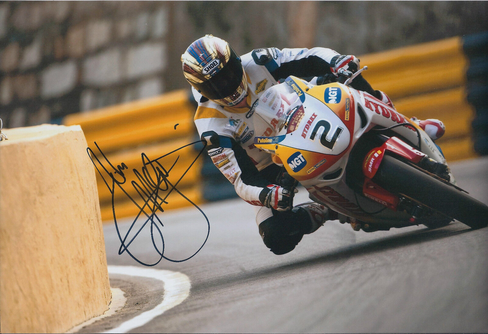 John McGUINNESS Signed 12x8 Photo Poster painting Padgetts HONDA TT LEGEND Autograph AFTAL COA