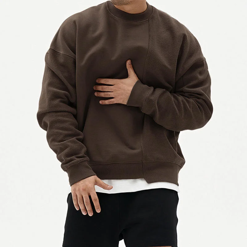 PASUXI OEM Plain Dropped Shoulder Long Sleeve Cotton Men's Hoodies Custom Logo Oversized Crewneck Pullover Sweatshirts