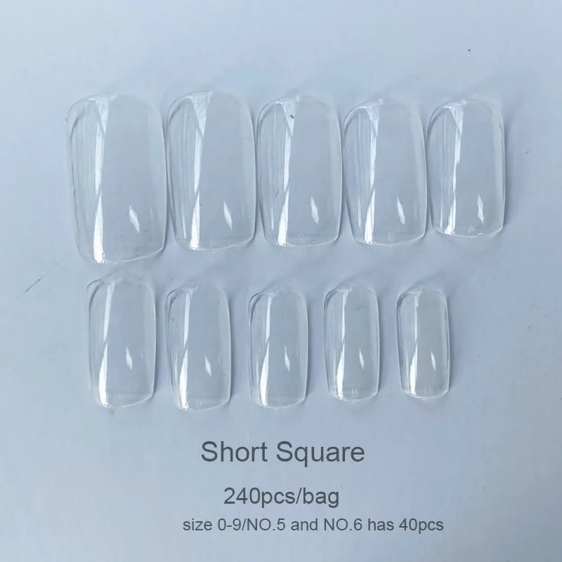 240pcs Gelly Tips Soft Gel Nail Extension Tips Full Cover Pre-shaped Sculpted Long Coffin Stiletto False Tip Quick Building Mold-Nail Inspo