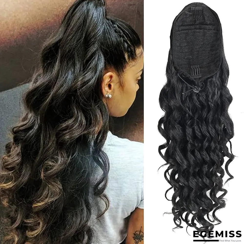 Long Curly Wig Female Drawstring Ponytail Connector | EGEMISS