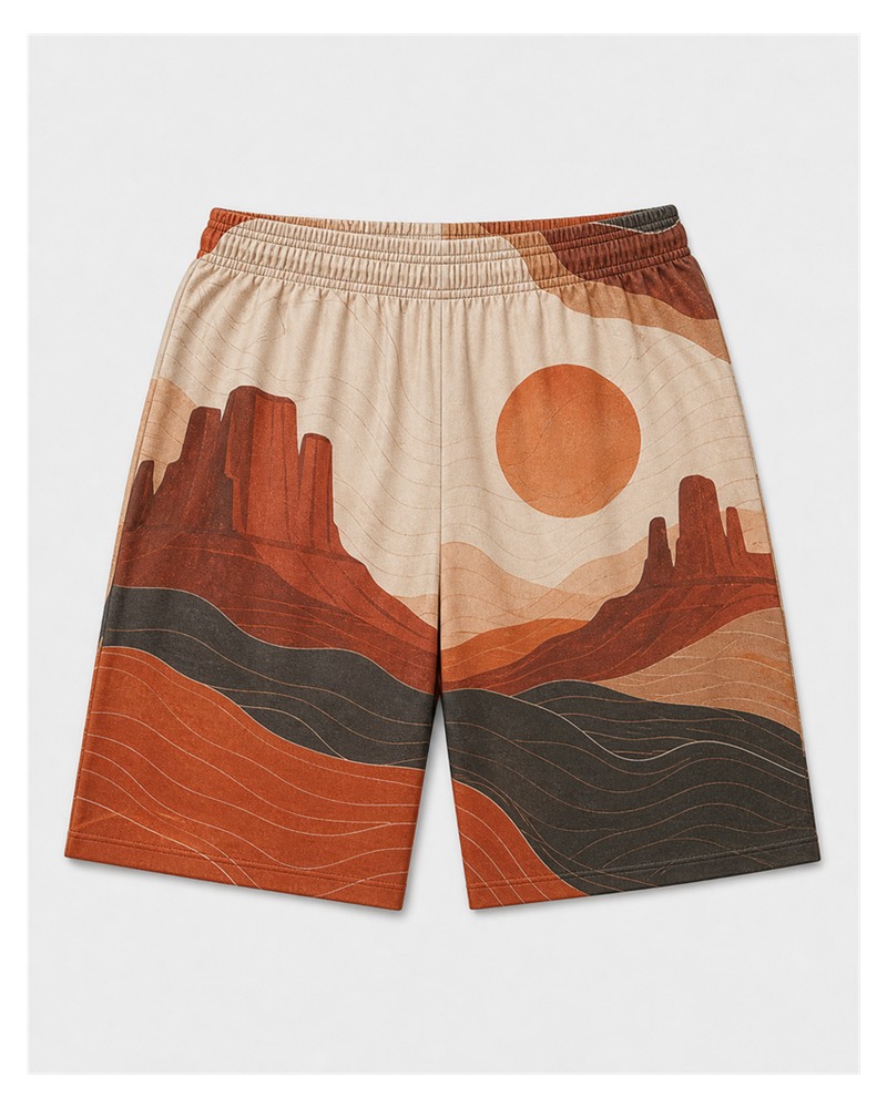 Big & Tall Desert Mesa Digital Print T-Shirt and Shorts Set