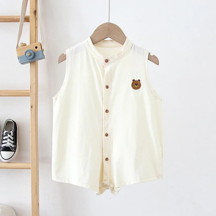 Toddler Boy Loose Bear Embroidery Romper