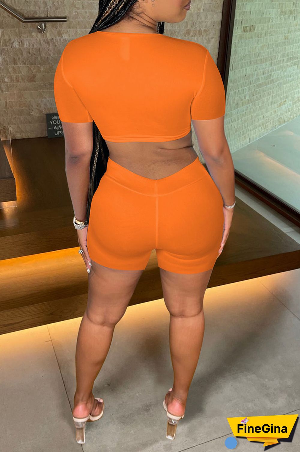 White Sexy Solid Hollowed Out Patchwork V Neck Short Sleeve Two Pieces