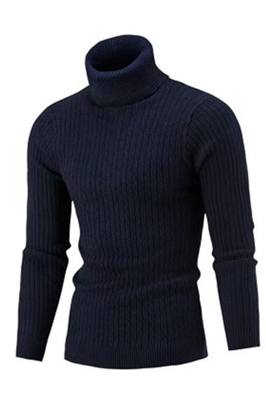 Mature Men's Classic Long Sleeve Turtleneck Sweater