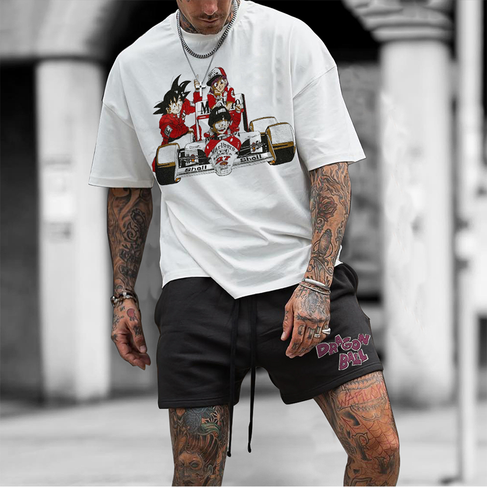 Casual Cartoon Racing Printed Tee