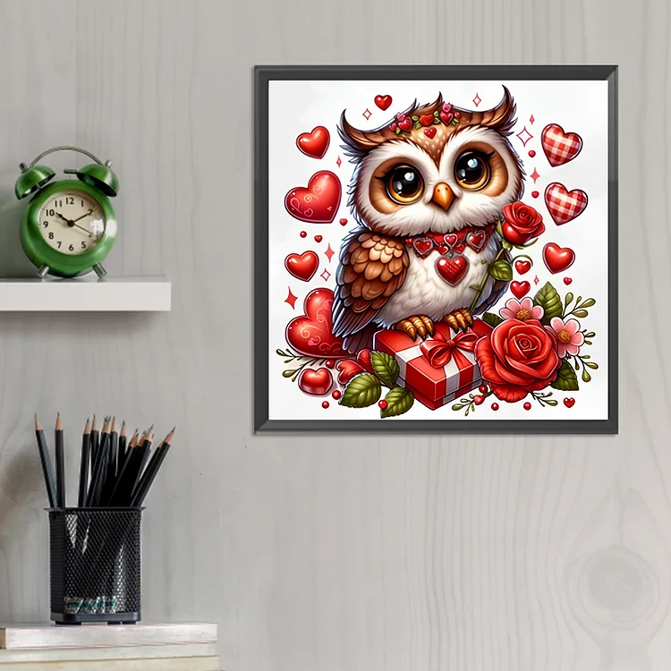 1set 33x45cm/13.8x17.7inch Round Drill Canvas Owl Home Living Room Dining  Room Wall Decor Holiday Gift For Family Friends Diamond Painting DIY Diamond