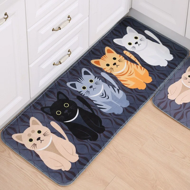 Long Kitchen Carpets Doormats Kawaii Welcome Floor Mats Carpet Printed Hallway Cat Floor Mat for Living Room Anti-Slip Tapete