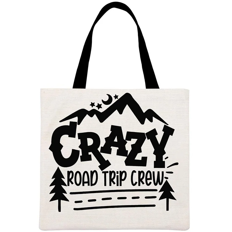 Crazy Road Trip Crew Printed Linen Bag-Annaletters