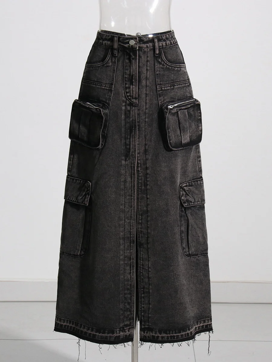 Woherb Woherb Skirt Female 2024 Autumn New Ins Wind High Waist Show Thin A-Word Skirt Niche Design Sense Edge Fishtail Skirt-Outfit Ideas