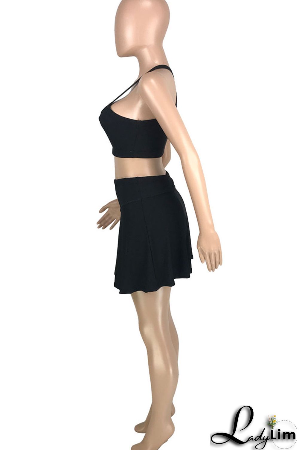 Red Casual Solid Split Joint U Neck Two Pieces