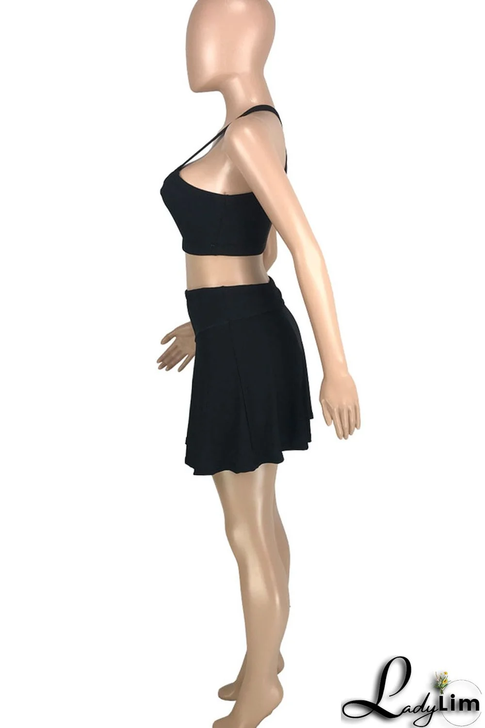 Red Casual Solid Split Joint U Neck Two Pieces