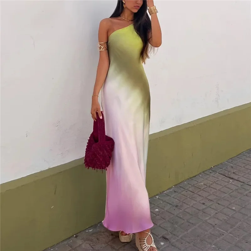 Women Satin Backless Dress Woman Off Shoulder Sexy Evening Party Dresses Midi Summer Dresses