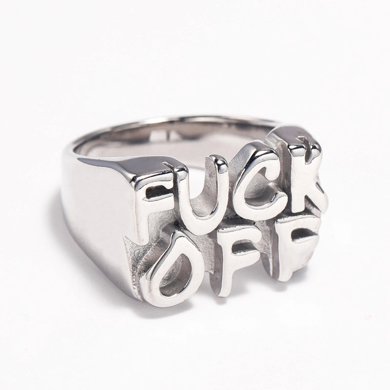 Hip-Hop Letter Titanium Steel Polishing Men’s Rings