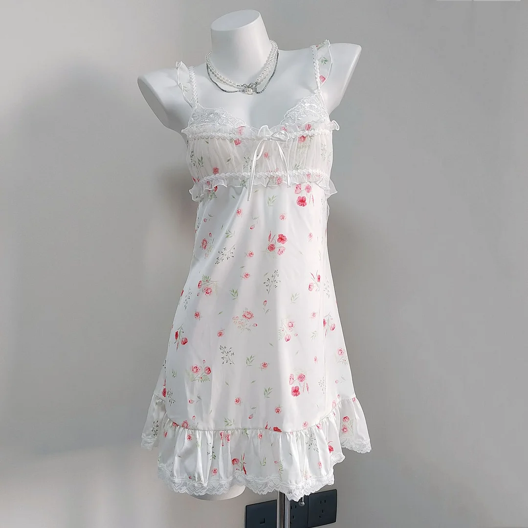 Churchf Churchf Pure Desire High-Grade Broken Ice Silk Ajasy Dress Girl 2025 Sweet Lace Slings With Thoracic Pad Home