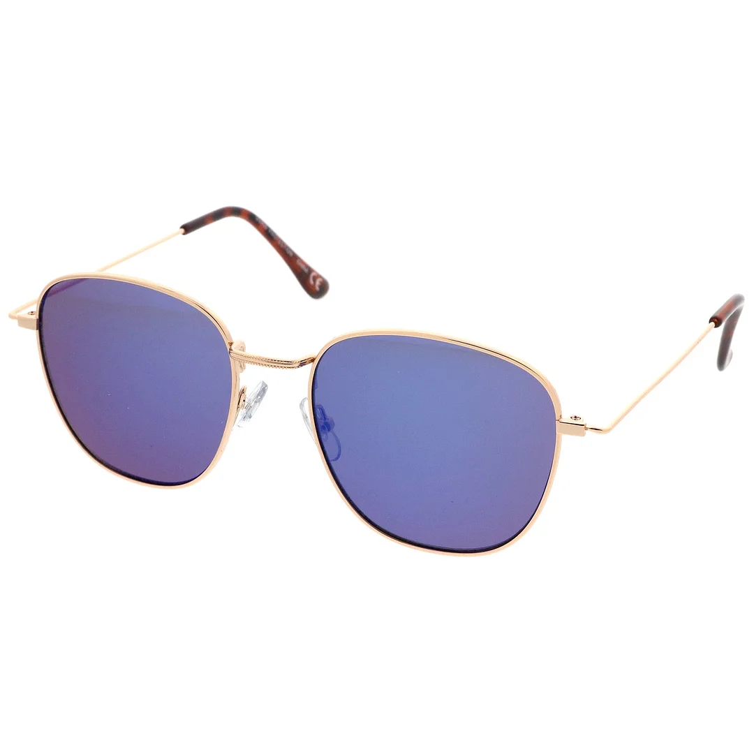 Classic Metal Frame Ultra Slim Temples Colored Mirror Lens Square glasses 53mm