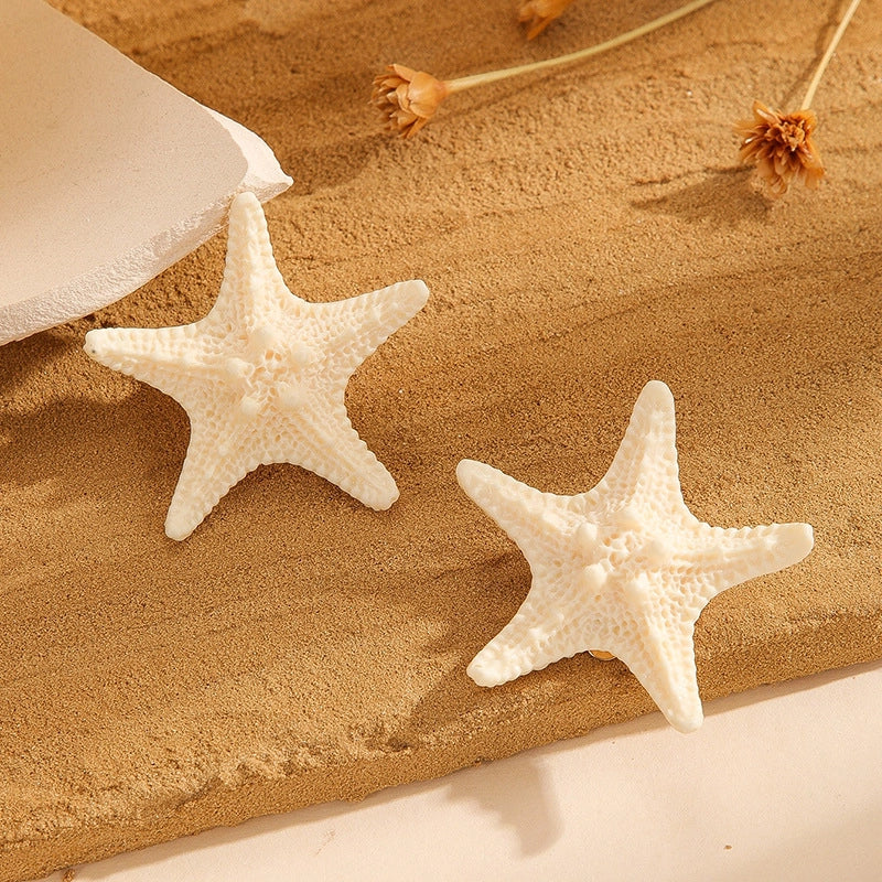 Sea Starfish Shape Hairpin Conch Shell Bangs Clip Vintage Side Duckbill Clip Natural Shell Hairpin