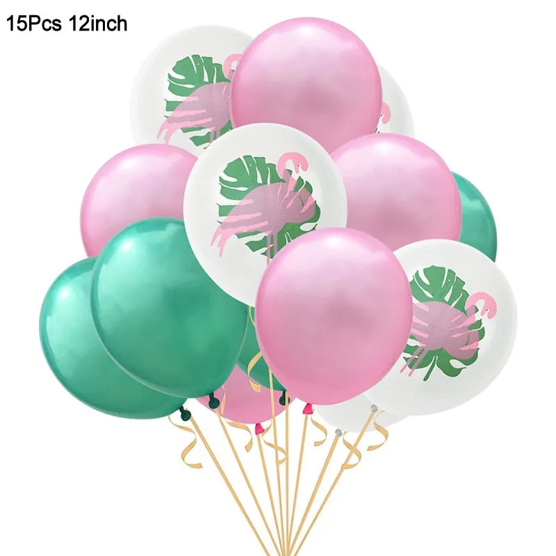 Hawaiian Party Decorations Palm Leaves Bunting Banner Luau Flamingo Summer Tropical Party Decoration Jungle Safari Party Ballons