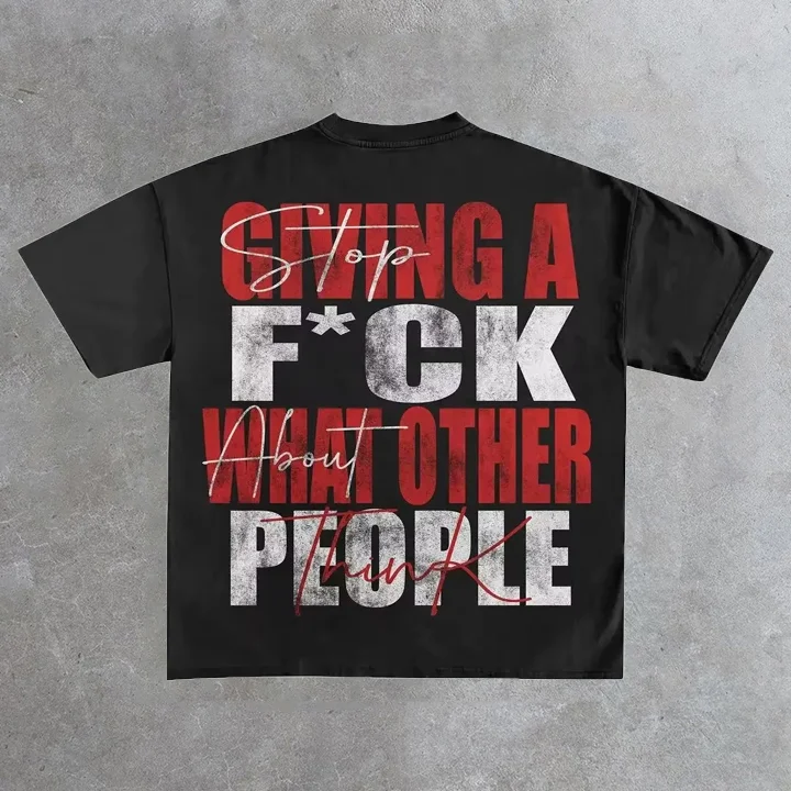 Vintage Giving A F Ck What Other People Graphic Cotton T-Shirt SOPULA